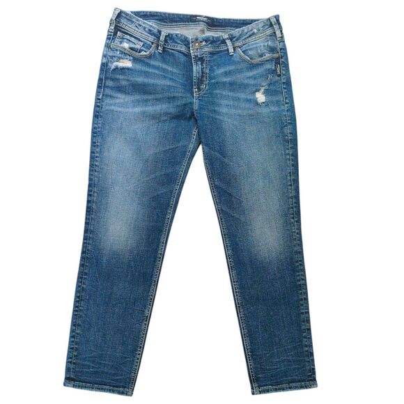 Silver Elyse Ankle Slim Womens Jeans 33x27 Floral Embroidered Back Pockets - Picture 1 of 12